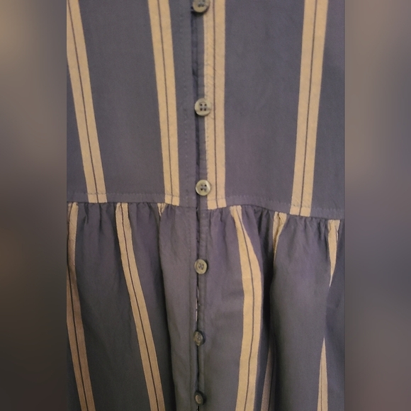 ANA Women's Casual Blue Striped Short Sleeve Dress - Size Large / Pre-owned - Picture 2 of 5